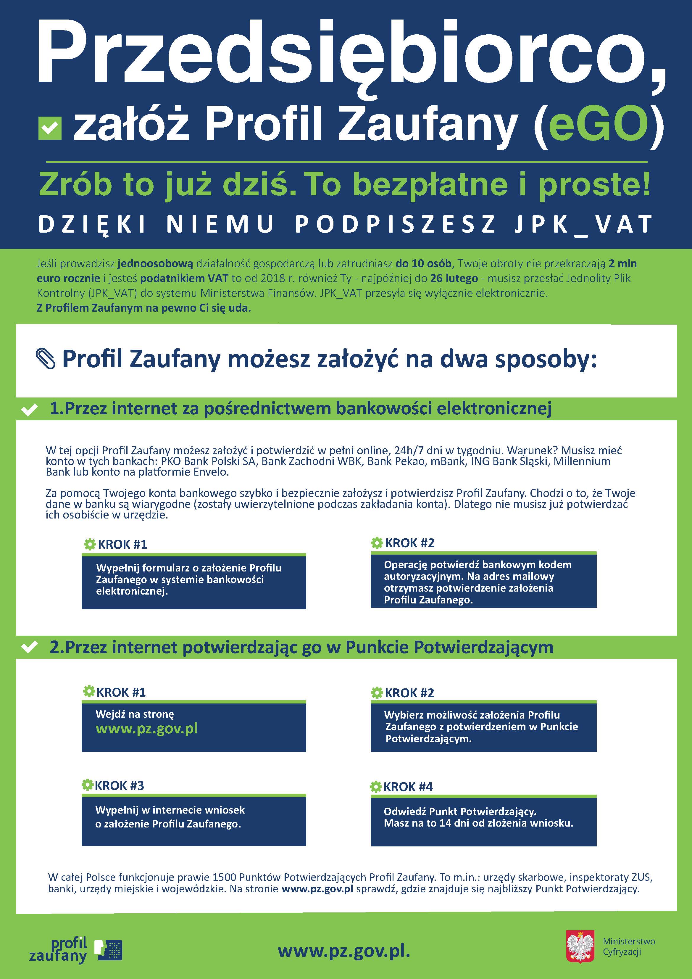 Plakat zachęcający do założenia profilu zaufanego