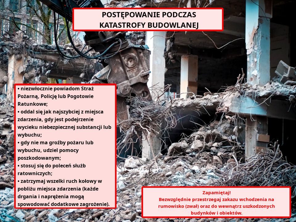 Postępowanie podczas katastrofy budowlanej