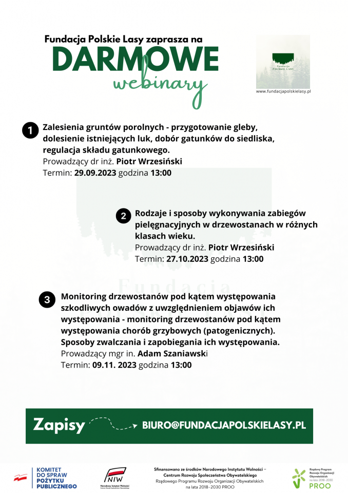 Darmowe webinary dla właścicieli lasów prywatnych a także pracowników samorządów