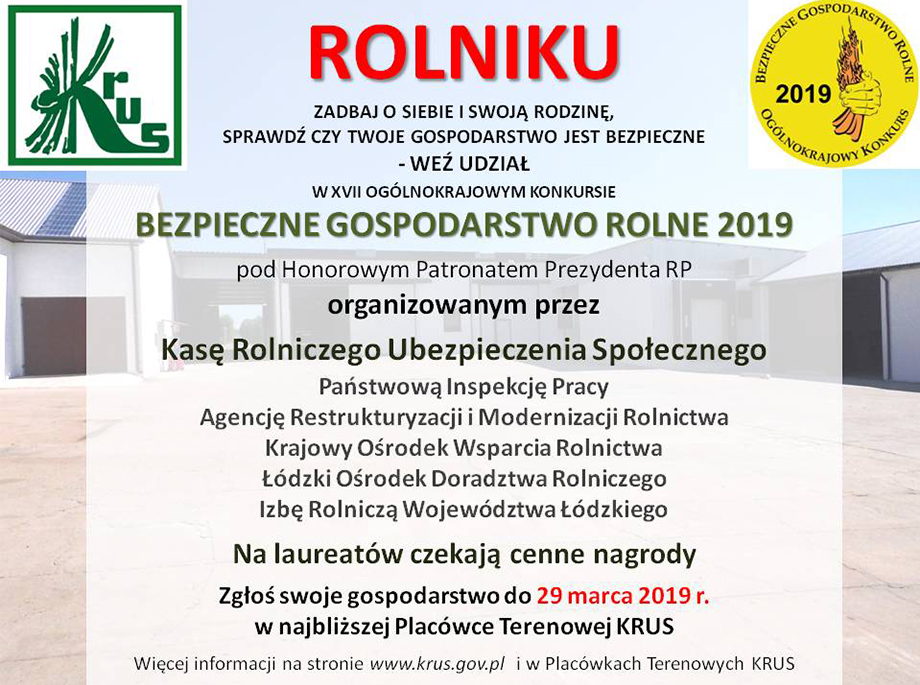 Konkurs Bezpieczne Gospodarstwo Rolne