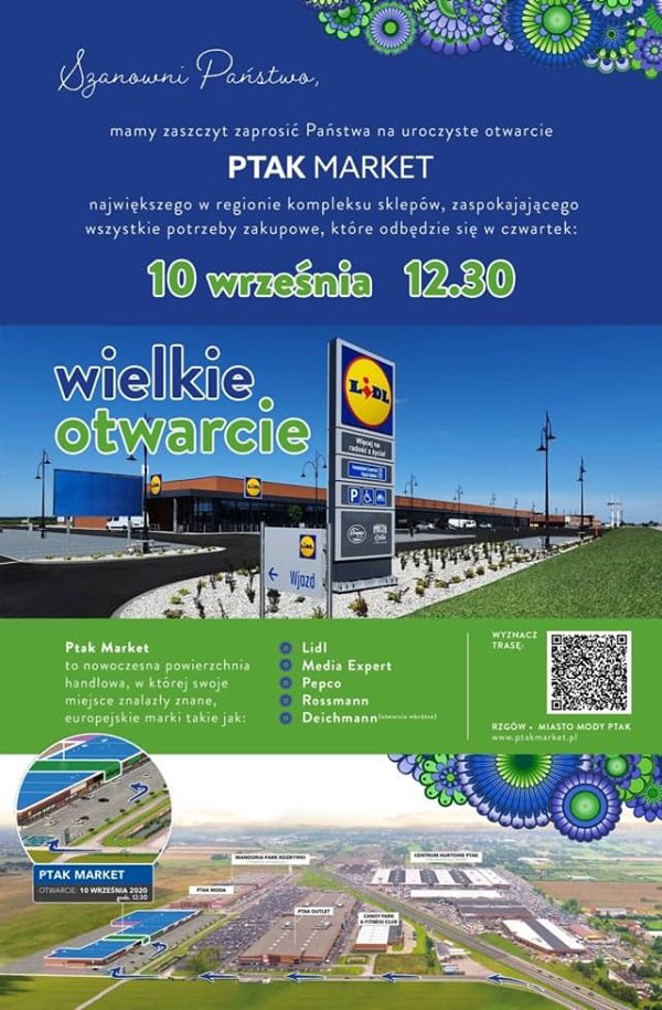 Grafika przedstawiająca datę otwarcia PTAK MARKET